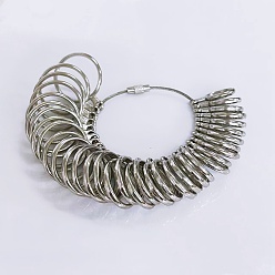 Нержавеющая Сталь Цвет Стальные калибровочные кольца, инструменты для измерения ювелирных изделий, для изготовления поделок, диапазон измерения, цвет нержавеющей стали, 18.7 см, внутренний диаметр: 13.5~25 мм