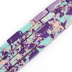 Purple Synthetic Imperial Jasper Beads Strands, Dyed, Rectangle, Purple, 12.5~13.8x4.2x4.2mm, Hole: 1mm, about 29pcs/strand, 14.96 inch(38cm)