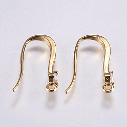 Golden Brass Micro Pave Cubic Zirconia Earring Hooks, with Horizontal Loop, Lead Free & Cadmium Free, Golden, 18.5x12x2mm, Hole: 1mm, 19 Gauge, Pin: 0.9mm