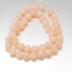 PeachPuff Natural Yellow Jade Beads Strands, Round, Dyed, PeachPuff, 8mm, Hole: 1mm, about 50 pcs/strand, 16 inch