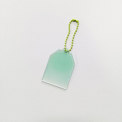 Medium Spring Green Gradual Acrylic DIY Disc Pendant Keychain Blanks, with Ball Chains, Polygon, Medium Spring Green, 4cm