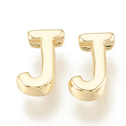 Letter J Brass Charms, Real 18K Gold Plated, Letter.J, 7~8.5x4~7.5x2mm, Hole: 1mm
