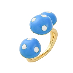 Темно-Голубой Латунные эмалевые открытые манжеты для женщин, гриб, стойки покрытие, прочное покрытие, без кадмия и без свинца, глубокое синее небо, внутренний диаметр: 18 мм