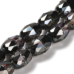 Black Electroplate Glass Beads Strands, Faceted, Bell, Black, 7x5mm, Hole: 3.5mm, about 98pcs/strand, 20.20~20.59''(51.3~52.3cm)