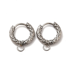 Нержавеющая Сталь Цвет Устойчивые к потускнению 201 фурнитура для сережек-колец из нержавеющей стали, с 304 штифтами из нержавеющей стали и горизонтальными петлями, кольцо, цвет нержавеющей стали, 10 датчик, 16x13x2.5 мм, отверстие : 2.6 мм, штифты : 0.8 мм