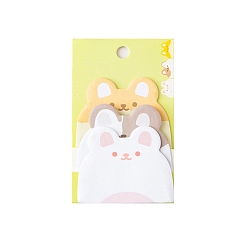 Rabbit Cartoon Animal Memo Pad Sticky Notes, Sticker Tabs, for Office School Reading, Rabbit, 50x60mm, 45 sheets/book