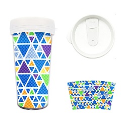 Triangle DIY Cup Diamond Painting Kits, Including Resin Rhinestones, Pen, Tray & Glue Clay, Triangle Pattern, 165x65mm
