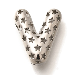 Letter V Полые медные подвески, стойки покрытие, долговечный, без кадмия и без свинца, письмо амулеты, Буква V, 21x18x8 мм, отверстие : 4.7x3 мм