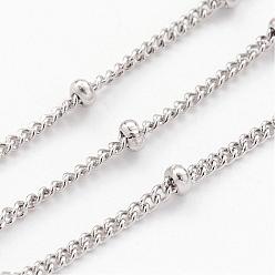 Stainless Steel Color 304 Stainless Steel Twisted Chains, Curb Chains, Soldered, Satellite Chains, with Spool, Rondelle Beads, Stainless Steel Color, 2x1mm, about 65.61 Feet(20m)/roll