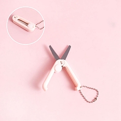 Pink Stainless Steel Safe Portable Travel Scissors, Mini Foldable Multifunction Scissors, with Plastic Handle, Pink, 45x15mm