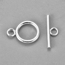 Silver 304 Stainless Steel Toggle Clasps, Ring, Silver, Ring: 18.5x13.5x2mm, Hole: 3mm, Bar: 20x7x2mm, Hole: 3mm