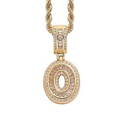 Letter O Латунные микро проложить кубического циркония подвески, письмо амулеты, Письмо O, 33x15 мм