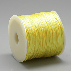 Jaune Fil de nylon, corde de satin de rattail, jaune, environ 1 mm, environ 76.55 yards (70m)/rouleau