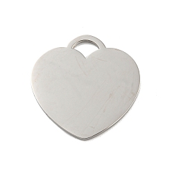 Stainless Steel Color 304 Stainless Steel Stamping Blank Tag Pendants, Laser Cut, Heart Charm, Stainless Steel Color, 25x25x1.5mm, Hole: 4x5mm