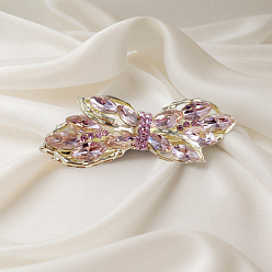 Pink Заколки для волос из хрусталя, аксессуары для волос для женщин и девочек, бантом, розовые, 70x20 мм