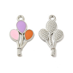Лиловый Подвески из эмали и сплава, подвески из воздушных шаров, платина, сирень, 23.5x13x1.5 мм, отверстие : 1.8 мм