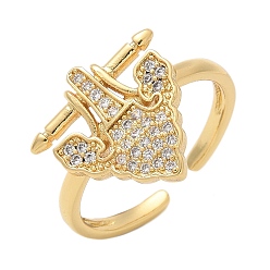 Настоящее золото 18K Кольца-манжеты с микропаве из латуни и прозрачными кубическими цирконами для женщин, цветок флага, реальный 18 k позолоченный, 2 мм, внутренний диаметр: 18 мм