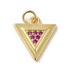 Old Lace Rack Plating Brass Micro Pave Cubic Zirconia Pendants, Cadmium Free & Lead Free, Long-Lasting Plated, Real 18K Gold Plated, Triangle, Old Lace, 15.5x14.5x2mm, Hole: 3.2mm