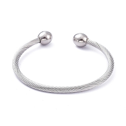 Stainless Steel Color 304 Stainless Steel Cuff Bangles, Torque Bangles, Twist, Stainless Steel Color, 2-1/4 inch(5.7cm)