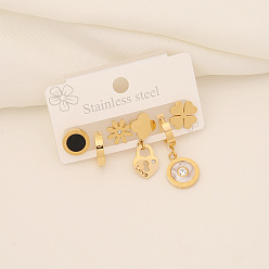 7# Stainless Steel Eye Earrings Set Butterfly Heart Studs Chic Jewelry E453