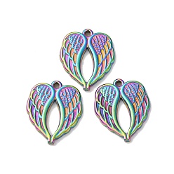 Rainbow Color 304 подвески из нержавеющей стали, подвески в виде крыльев ангела в форме сердца, ионное покрытие (ip), Радуга цветов, 21x17.5x2 мм, отверстие : 1.5 мм