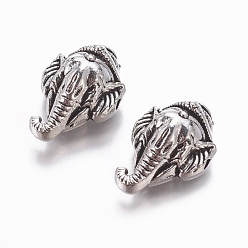 Antique Silver Tibetan Style Alloy Beads, Elephant, Antique Silver, 20x13.7x8mm, Hole: 1.8mm