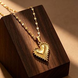 Настоящее золото 18K 304 подвесные из нержавеющей стали ожерелья, сердце, реальный 18 k позолоченный, 15.75 дюйм (40 см)