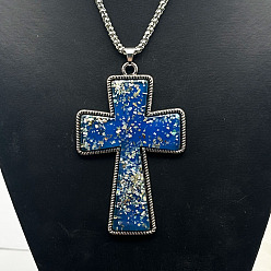 Cross Модные ожерелья Сплав, с синей смолой, крестик