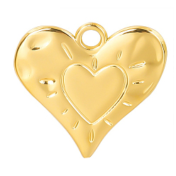 Golden Stainless Steel Heart Pendants, Golden, 24x25x2mm, Hole: 3mm