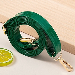 Sea Green PU Imitation Leather Bag Handles, with Metal Clasps, Sea Green, 140x2.4cm