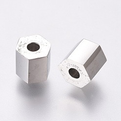 Stainless Steel Color 304 Stainless Steel Beads, Faceted, Column, Stainless Steel Color, 6x6mm, Hole: 2mm