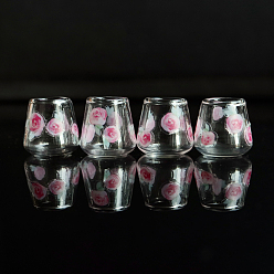 Flower Mini Glass Pot Belly Cups, Miniature Ornaments, Micro Landscape Garden Dollhouse Accessories, Pretending Prop Decorations, Flower, 18x12mm, 4pcs/bag