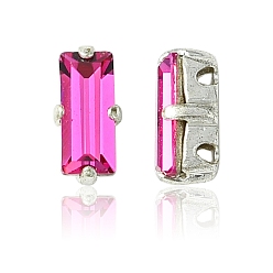 70350 Fuchsia Пришивные чашки preciosa® maxima crystal, многожильных ссылки, чешский хрусталь, с настройками латуни, 719 39 090 багет, серебряные, 70350 фуксия, 7x3 мм