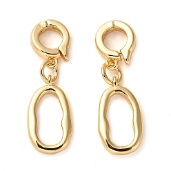 Real 18K Gold Plated Rack Plating Brass Fold Over Clasps, Oval, Real 18K Gold Plated, 26mm, Oval: 16.5x9x2mm, Ring Clasp: 11x8.5x3mm, hole: 5mm