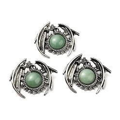 Green Aventurine Natural Green Aventurine Pendants, Dragon Charms, with Rack Plating Antique Silver Tone Alloy Findings, Cadmium Free & Lead Free, 40x48x12mm, Hole: 9x6mm