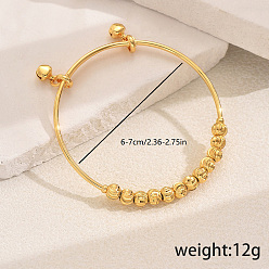 Золотой Регулируемые железные браслеты с подвесками для женщин, с кулоном колокол, золотые, внутренний диаметр: 1/4 дюйм (0.6 см) ~ 1/4 дюйм (0.7 см)