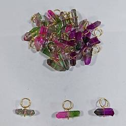 (52) Непрозрачная лаванда 30шт 3 цвета гальванические подвески из натурального кварца, подвески-самородки с латунными соединительными кольцами, золотые, разноцветные, 18~20 мм, 10 шт / цвет