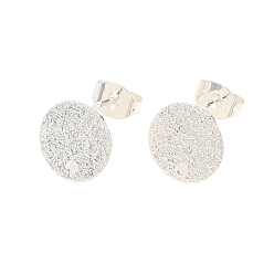 Серебро 304 Выводы серьги из нержавеющей стали шпилька, со спинкой серьги и петлей, , плоско-круглые, серебряные, 10x1 мм, отверстие : 1.4 мм, штифты : 0.8 мм