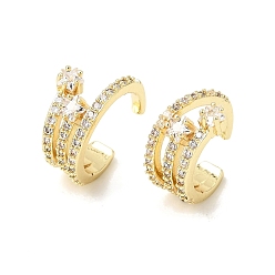 Claro Pendientes de latón con micro pavé de circonita cúbica para mujer, estrella, chapado en rack, larga duración plateado, sin plomo y cadmio, real 18 k chapado en oro, Claro, 13x6.5x13 mm
