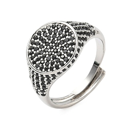 Черный Манжеты из латуни с микро паве кубический цирконий для женщин, круглые, без кадмия и без свинца, стойки покрытие, чёрные, 13 мм, размер США 7 3/4 (17.9 мм)