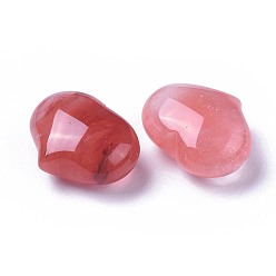 Cherry Quartz Glass Cherry Quartz Glass Beads, No Hole/Undrilled, Heart, 20x25x11~13mm