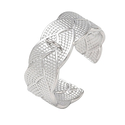 Stainless Steel Color Textured 304 Stainless Steel Finger Rings Components, with Loop, Tarnish Free, Stainless Steel Color, 8.5mm, Hole: 1.8mm, 19mm