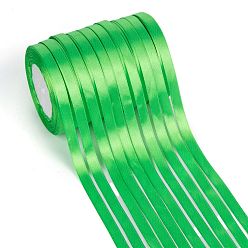Green Single Face Solid Color Satin Ribbon, for Gift Packaging, Party Decoration, Green, 5/8 inch(15~16mm), about 25yards/roll(22.86m/roll), 10rolls/group