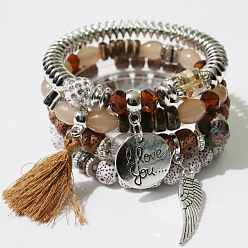 red coffee Bohemian Tassel Bracelet Multi-layer Beaded European and American Personality Hand Ring