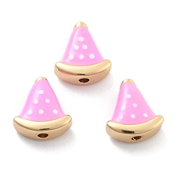 Бледно-Розовый Стойки обшивки латунные бусины, с эмалью, долговечный, без свинца, без кадмии и без никеля, арбуз, розовый жемчуг, 12x11.5x5 мм, отверстие : 1.8 мм