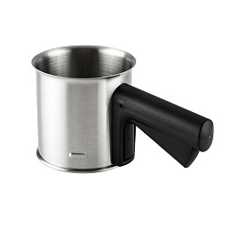 Нержавеющая Сталь Цвет Полуавтоматический двухслойный 430 ручной просеиватель для муки из нержавеющей стали, с ручкой из абс-пластика и 304 сеткой из нержавеющей стали, цвет нержавеющей стали, 218x110x106 мм