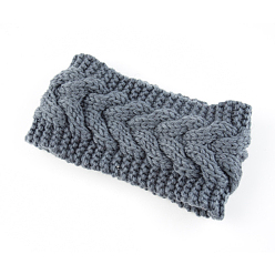 Gray Polyacrylonitrile Fiber Yarn Warmer Headbands, Soft Stretch Thick Cable Knit Head Wrap for Women, Gray, 210x110mm