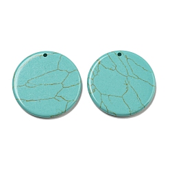 Synthetic Turquoise Synthetic Turquoise Pendants, Flat Round Charms, 29.5~30x3mm, Hole: 1.6mm