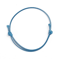 Морской Синий Корейская вощеной шнур браслет полиэстера делает, Marine Blue, регулируемым диаметром: 40~70 мм