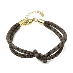 Gray 3MM Round Nylon Braided Cord Bracelet Making, Knot, with Golden 202 Stainless Steel Lobster Clasp & Brass Finding, Gray, 6.69x0.39 inch(17x1cm)